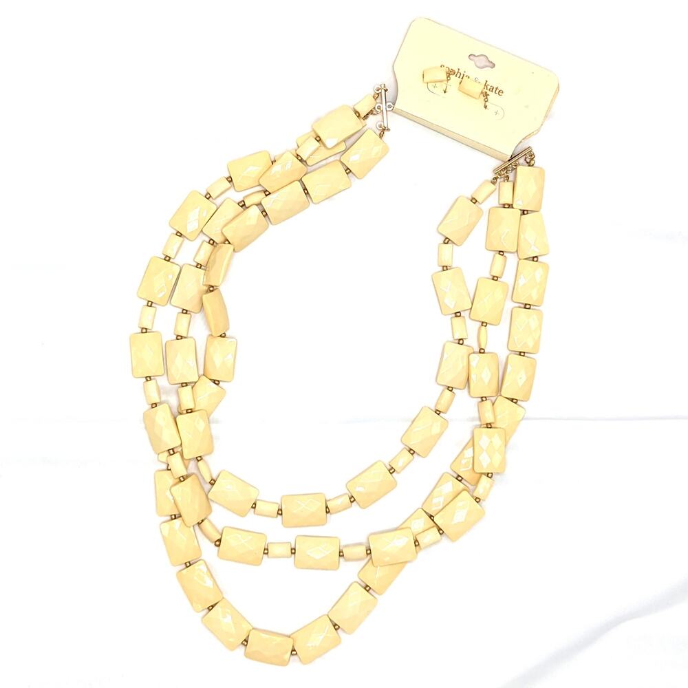 Sophia & Kate Acrylic Layered Necklace and Earrings Set, Cream